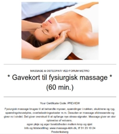 gavekort massage København gavekort massage København